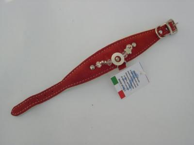 Halsband rood suede/leer