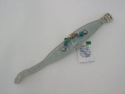 Halsband blauw lak/leer