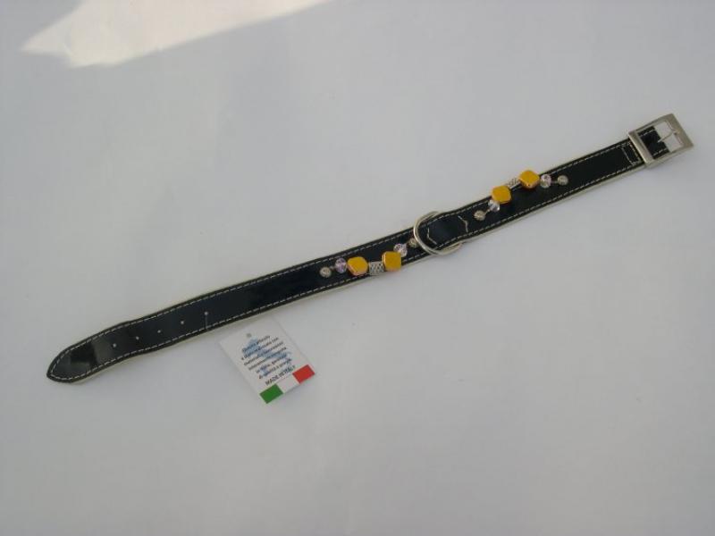 Halsband zwart lak/leer