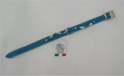 Halsband blauw suede/leer