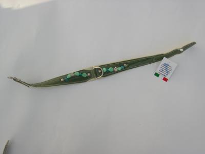Halsband groen lak/leer