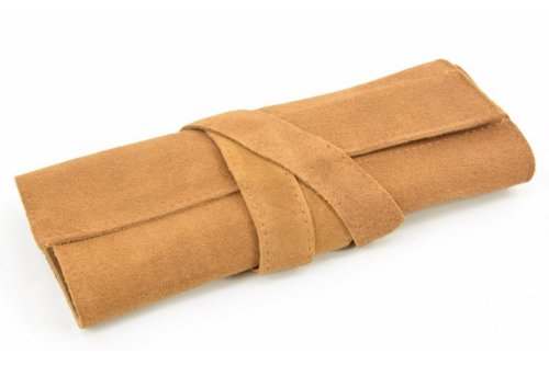 Etui bruin suede leer